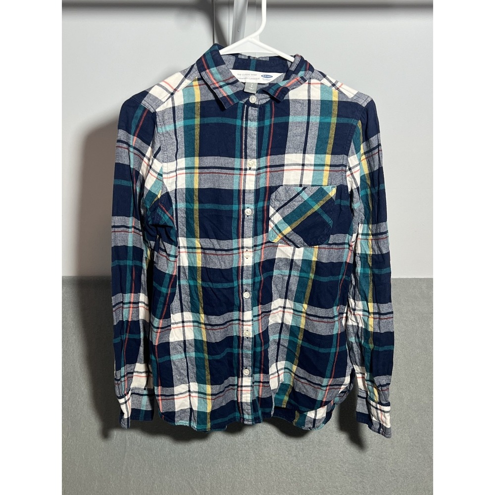Old‎ Navy Women's S The Classic Shirt Plaid Button-Up Flannel Long Sleeve Top